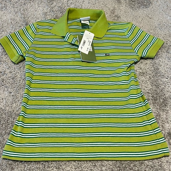 Lacoste Tops - NWT Lacoste Women’s Avocat Green Striped Polo Shirt Size: Small Fitted